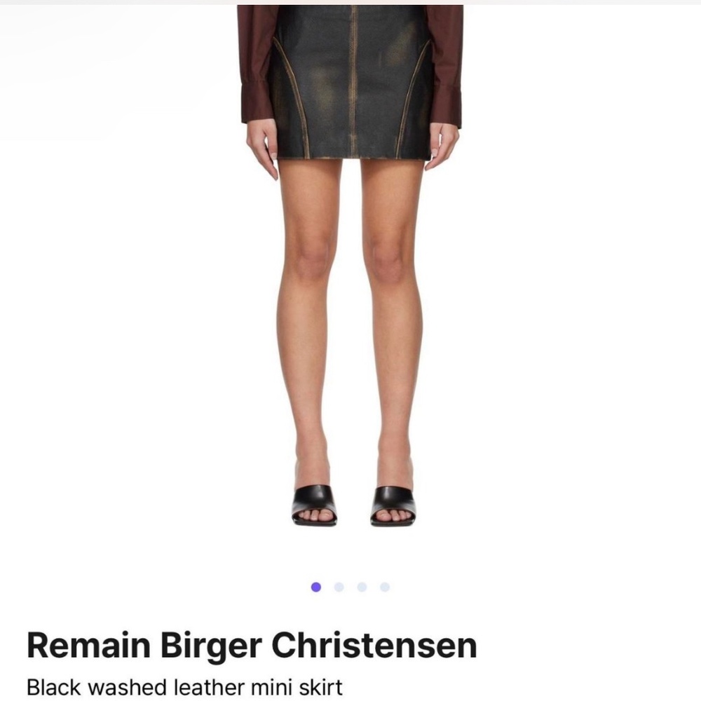 REMAIN Black Washed Leather Mini Skirt size 36!!